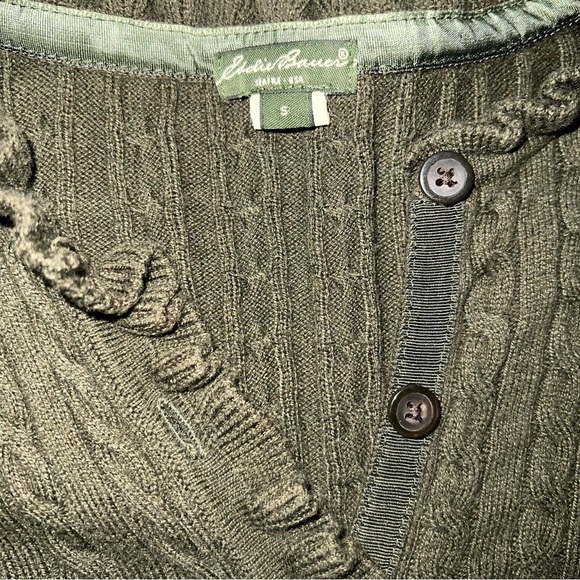 Olive Green Cable Knit Sweater size small - Picture 3 of 7